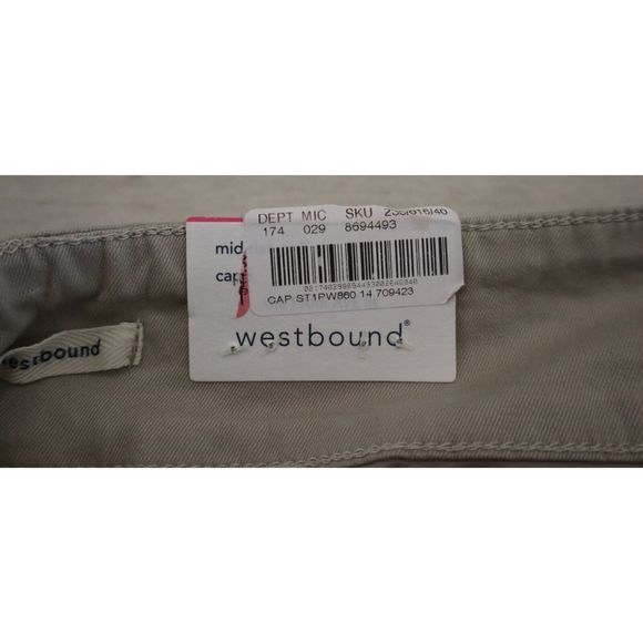 Westbound Women's Sz 14 Khaki/Beige The Park Ave Fit Mid-Rise Pull On Capris - Picture 5 of 7